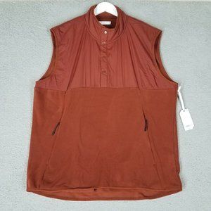 NEW Stylus Men's XXL Vest Pullover Fleece Snap Buttons Pockets Rust Red Casual